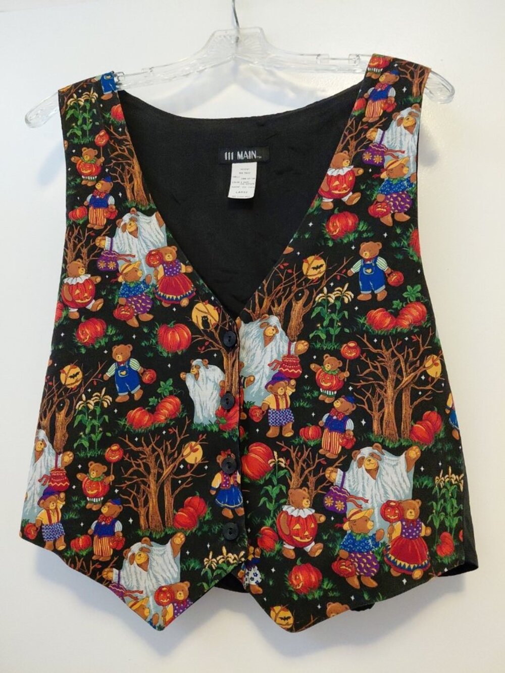 Vintage JLN USA Women’s Halloween Teddy Bears Pumpkins Vest Size Large